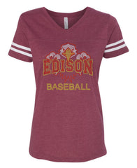 Women's Football V-Neck Fine Jersey Tee-Ehs