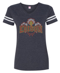 Women's Football V-Neck Fine Jersey Tee-Ehs