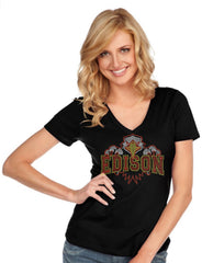 Women & Juniors Jersey Deep V Neck Short Sleeve-edison