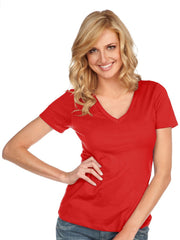 Women & Juniors Jersey Deep V Neck Short Sleeve-RTAS