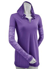 Women Sheer Jersey Two-Fer Contrast Burnout Long Sleeve Hoodie Slcn Wsh-holiday
