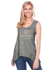 Women Sheer Jersey Scoop Neck Raw Edge Shark Bite Tank-LFAS
