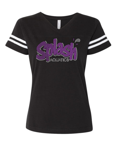 Women's Football V-Neck Fine Jersey Tee-splash