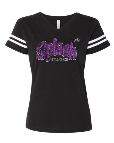Women's Football V-Neck Fine Jersey Tee-splash
