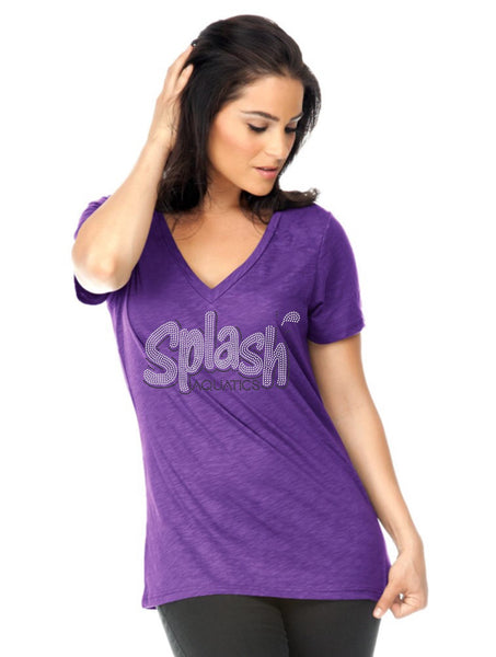 Women's Slub Jersey V Neck-Splash