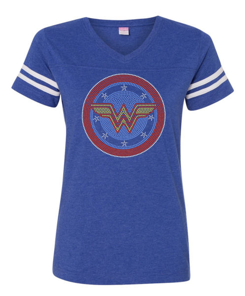 Women's Football V-Neck Fine Jersey Tee-SH