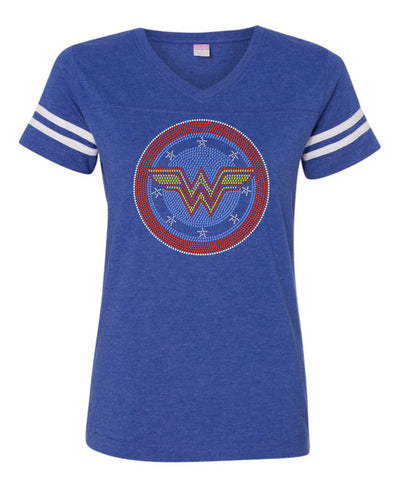 Women's Football V-Neck Fine Jersey Tee-SH
