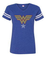 Women's Football V-Neck Fine Jersey Tee-SH