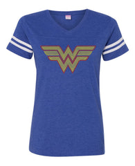 Women's Football V-Neck Fine Jersey Tee-SH