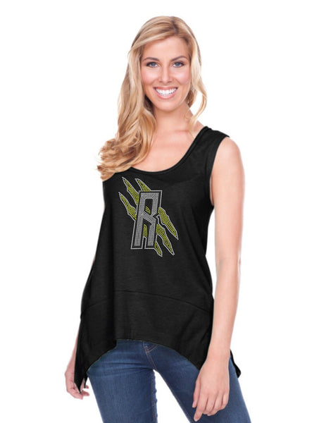 Women Sheer Jersey Scoop Neck Raw Edge Shark Bite Tank-R
