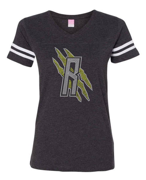Women's Football V-Neck Fine Jersey Tee-r