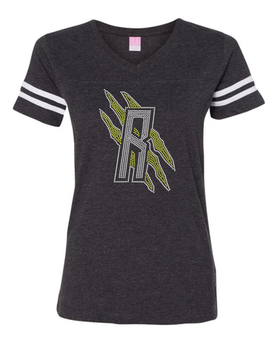Women's Football V-Neck Fine Jersey Tee-r