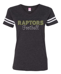 Women's Football V-Neck Fine Jersey Tee-r