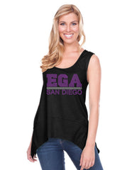 Women Sheer Jersey Scoop Neck Raw Edge Shark Bite Tank-ega