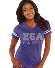 Women's Football V-Neck Fine Jersey Tee-ega