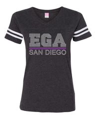 Women's Football V-Neck Fine Jersey Tee-ega