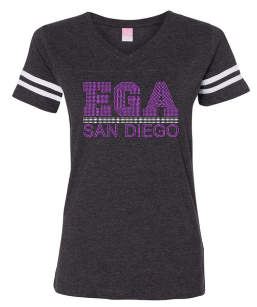 Women's Football V-Neck Fine Jersey Tee-ega