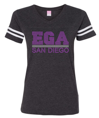 Women's Football V-Neck Fine Jersey Tee-ega