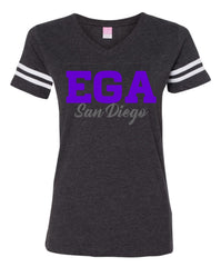 Women's Football V-Neck Fine Jersey Tee-ega