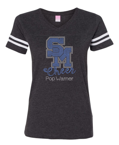Women's Football V-Neck Fine Jersey Tee-sm