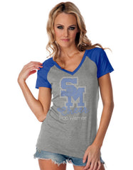 Womens Jersey Contrast V Neck Raglan Short Sleeve Tee-sm