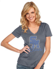 Women & Juniors Jersey Deep V Neck Short Sleeve-sm