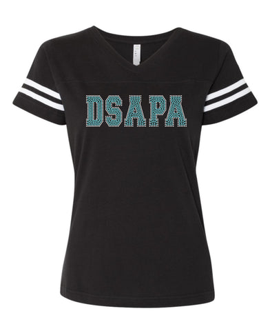 Women's Football V-Neck Fine Jersey Tee-Ds