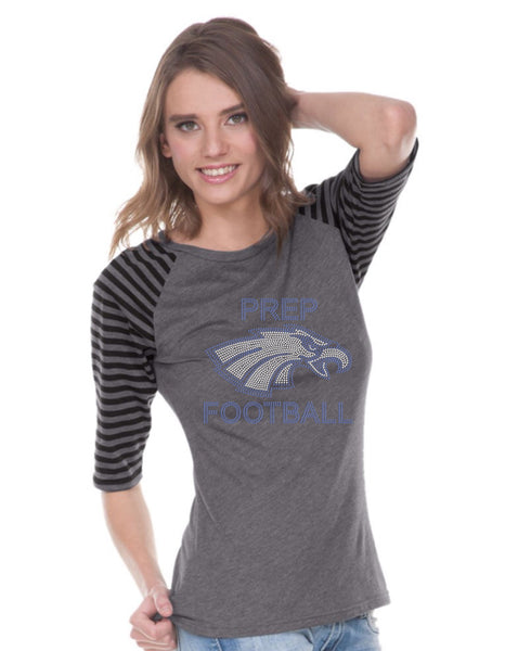 Juniors Striped Jersey Contrast Raglan 3/4 Sleeve-bbf