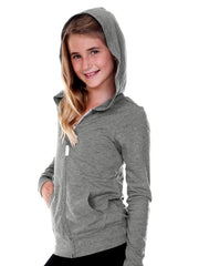 Girls 3-16 Jersey Long Sleeve Zip Up Hoodie-R