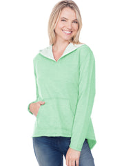Juniors French Terry Raw Edge High-Low Long sleeve Lined Hoodie-