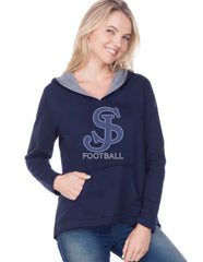 Women/Juniors French Terry Raw Edge High-Low Long Sleeve Lined Hoodie-SJP