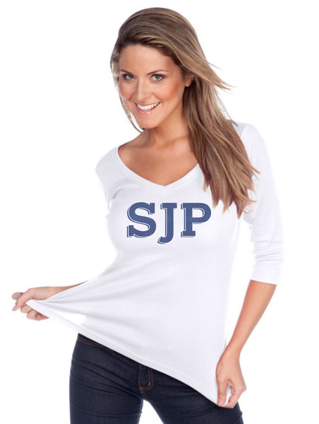 Women's V neck 3/4 sleeve top-sjp