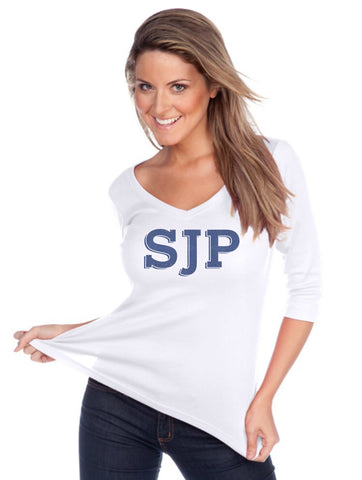 Women's V neck 3/4 sleeve top-sjp