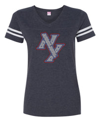 Women's Football V-Neck Fine Jersey Tee-rp