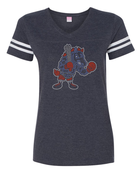 Women's Football V-Neck Fine Jersey Tee-rp