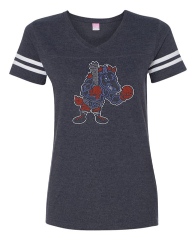 Women's Football V-Neck Fine Jersey Tee-rp