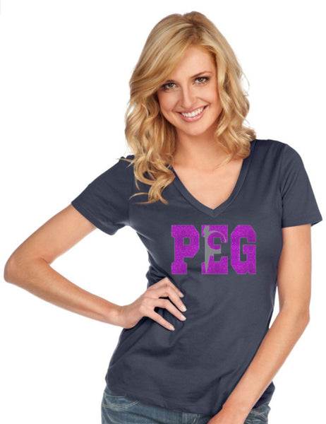 Women & Juniors Jersey Deep V Neck Short Sleeve-peg