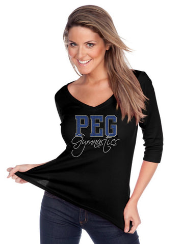 Women's V neck 3/4 sleeve top-peg