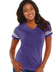 Women's Football V-Neck Fine Jersey Tee-ega
