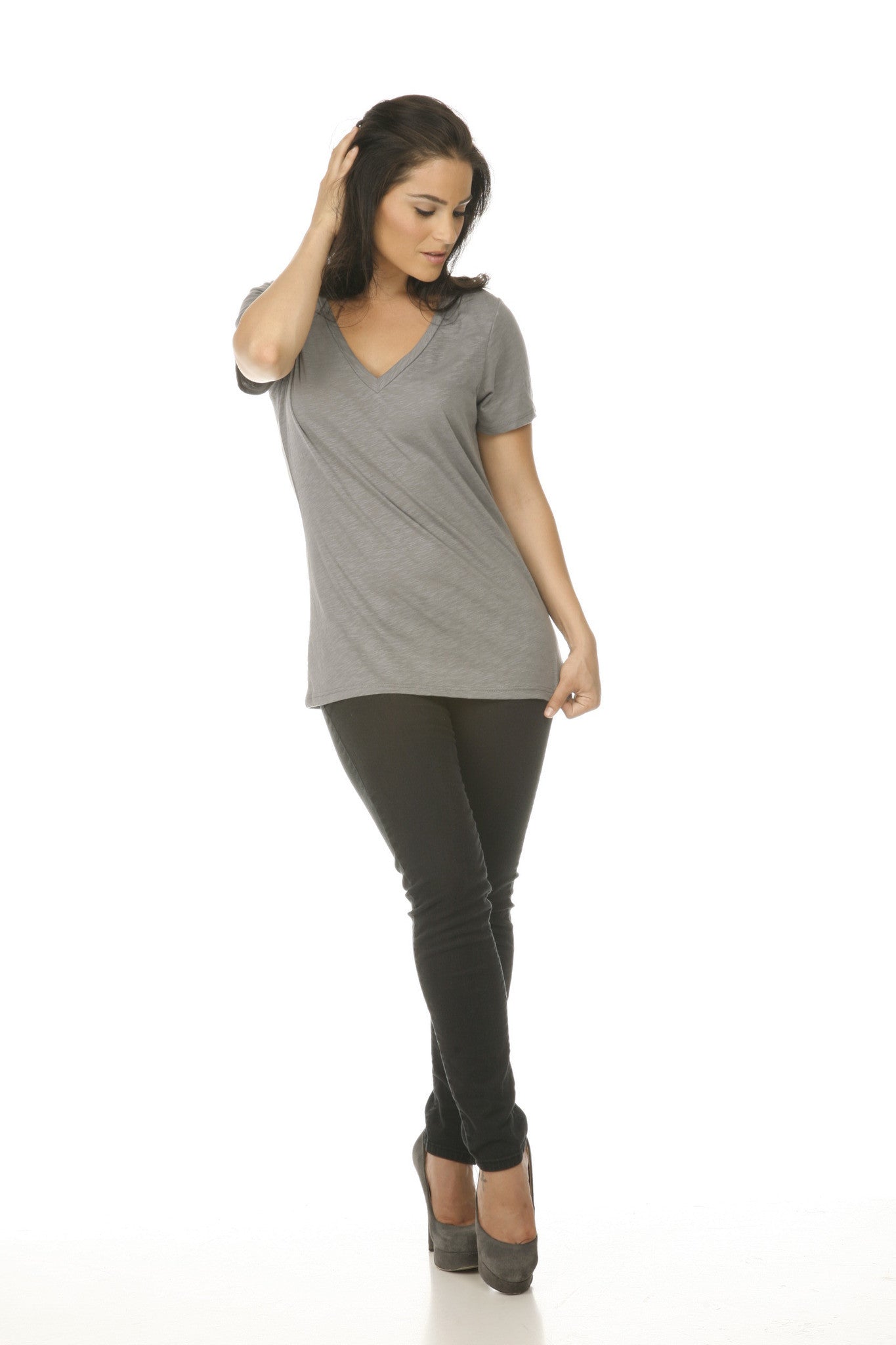 Women's Slub Jersey V Neck-spirit