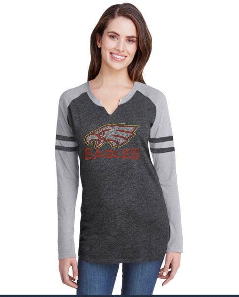 LAT Ladies' Gameday Mash-Up Long Sleeve Fine Jersey T-Shirt-EBB