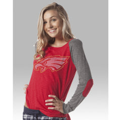 Women’s Preppy Patch Slub Long Sleeve T-Shirt-Edison