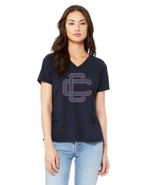 Women Relaxed Triblend V Neck Short Sleeve-cc