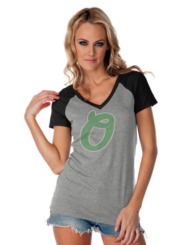 Womens Jersey Contrast V Neck Raglan Short Sleeve Tee-OTSC