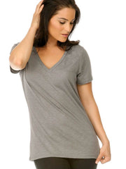 Women Slub Jersey V-Neck Short Sleeve-para