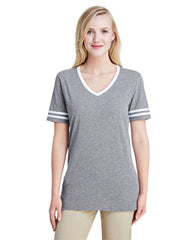 Ladies' TRI-BLEND Varsity V-Neck T-Shirt-EBB