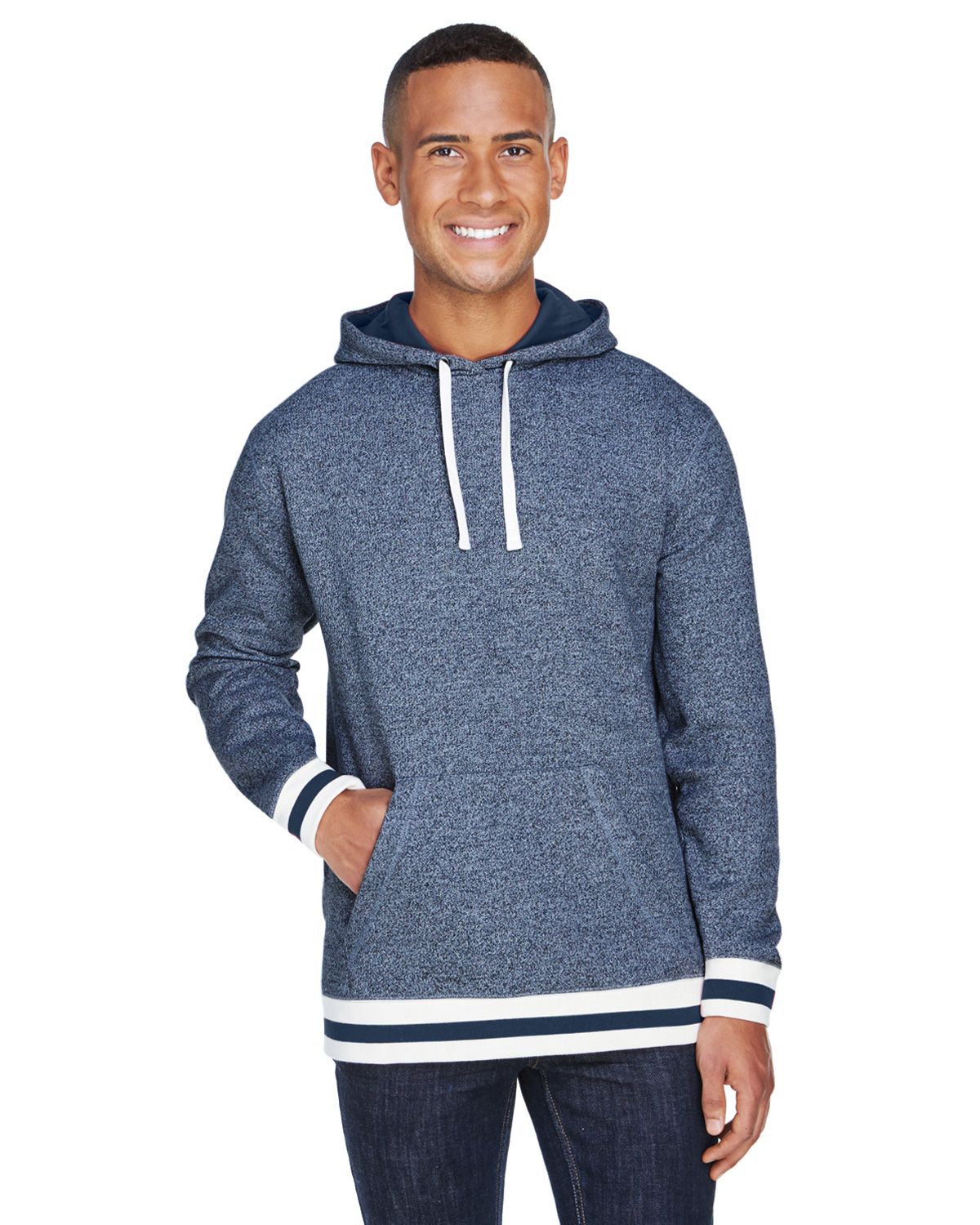 Peppered Fleece Lapover Hooded Pullover (Unisex)-TH