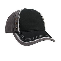 Garment Washed Superior Cotton Twill w/ Zig Zag Stitching Binding Trim Visor Five Panel Low Profile Hat-ea