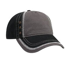 Garment Washed Superior Cotton Twill w/ Zig Zag Stitching Binding Trim Visor Five Panel Low Profile Hat-ea