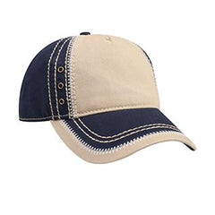 Copy of Garment Washed Superior Cotton Twill w/ Zig Zag Stitching Binding Trim Visor Five Panel Low Profile Dad Hat